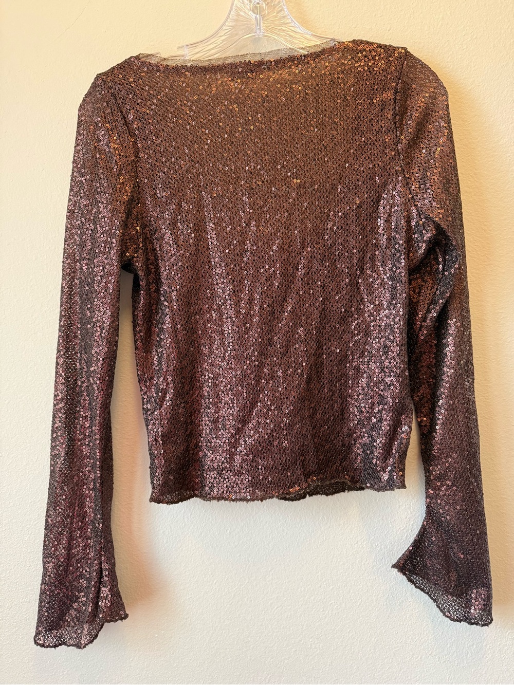 Intimately Free People Late Night Disco Brown Sequin Scoop-Neck Lng Sleeve Top L - Picture 15 of 15